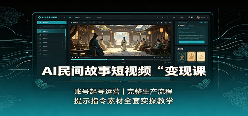AI民间故事短视频变现课：账号起号运营，完整生产流程，提示指令素材全套实操教学-LanTi云网创