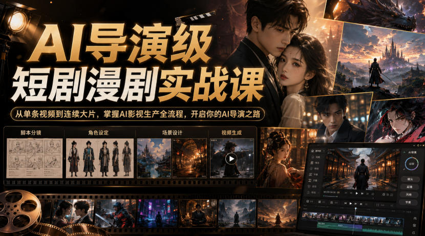 AI导演级短剧漫剧实战课，从单条视频到连续大片，掌握AI影视生产全流程，开启你的AI导演之路!-LanTi云网创