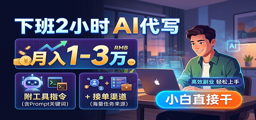 下班2小时AI代写，月入1-3万，附工具指令+接单渠道，小白直接干-LanTi云网创