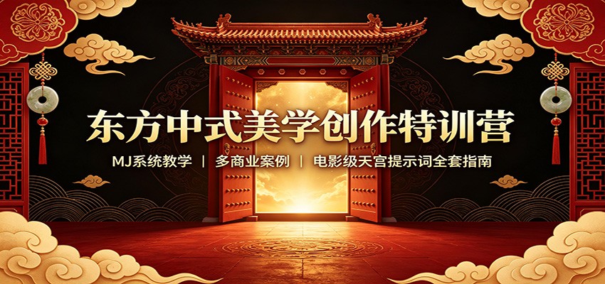 东方中式美学创作特训营：MJ系统教学，多商业案例，电影级天宫提示词全套指南-LanTi云网创