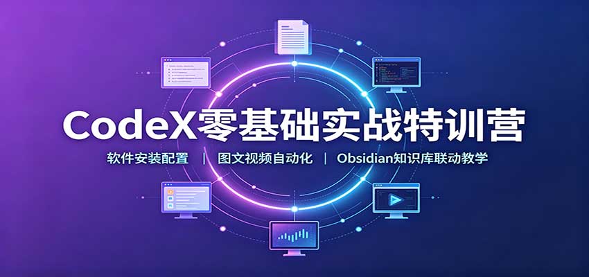 CodeX零基础实战特训营：软件安装配置，图文视频自动化，Obsidian知识库联动教学-LanTi云网创