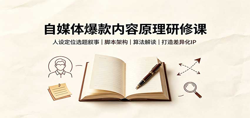 自媒体爆款内容原理研修课：人设定位选题叙事，脚本架构，算法解读打造差异化IP-LanTi云网创