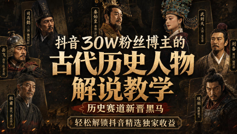 抖音30W粉丝博主的古代历史人物解说教学，历史赛道新晋黑马，轻松解锁抖音精选独家收益-LanTi云网创
