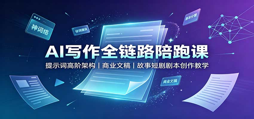 AI写作全链路陪跑课：提示词高阶架构，商业文稿，故事短剧剧本创作教学-LanTi云网创