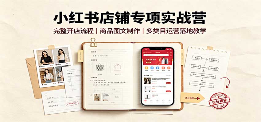 小红书店铺专项实战营：完整开店流程，商品图文制作，多类目运营落地教学-LanTi云网创