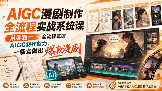 AIGC漫剧制作全流程实战系统课，从零到一全流程掌握AIGC制作能力，一条龙做出爆款漫剧-LanTi云网创