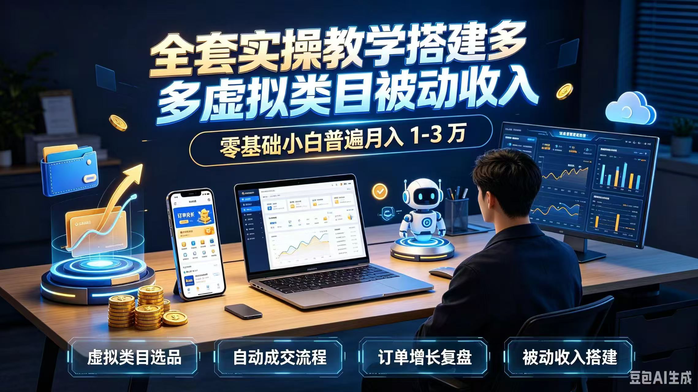 全套实操教学搭建多多虚拟类目被动收入，零基础小白普遍月入 1-3 万-LanTi云网创