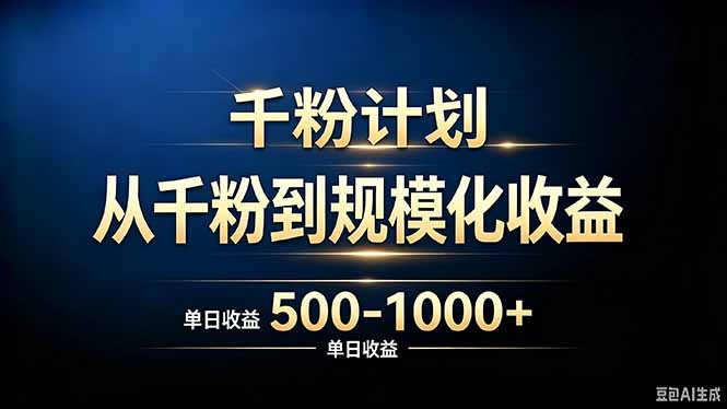 抖音千粉账号计划，从千粉到规模化收益 500-1000+单日收益-LanTi云网创