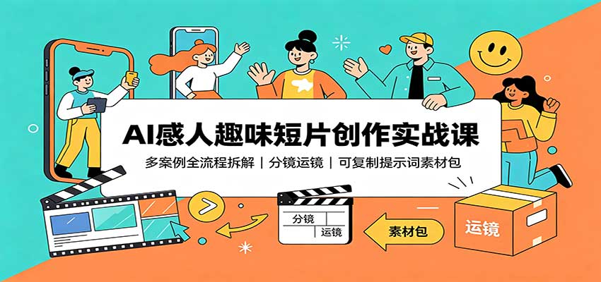 AI感人趣味短片创作实战课：多案例全流程拆解，分镜运镜，可复制提示词素材包-LanTi云网创