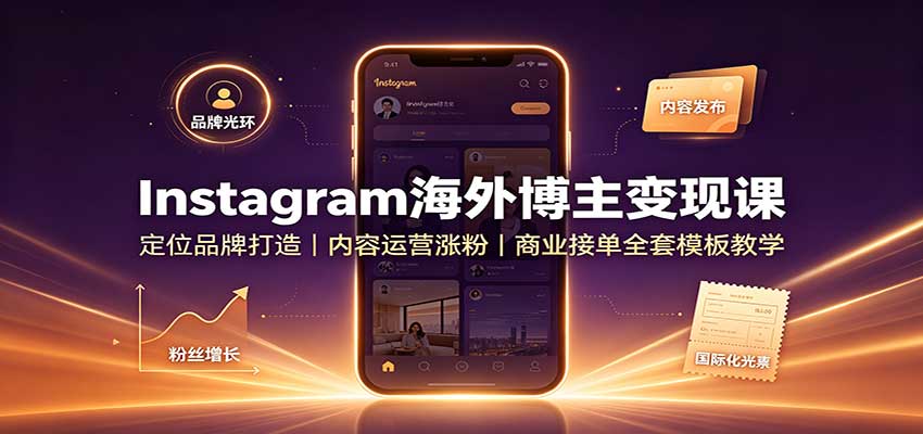 Instagram海外博主变现课：定位品牌打造，内容运营涨粉，商业接单全套模板教学-LanTi云网创