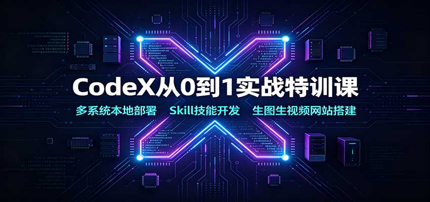 CodeX从0到1实战特训课：多系统本地部署，Skill技能开发，生图生视频网站搭建-LanTi云网创