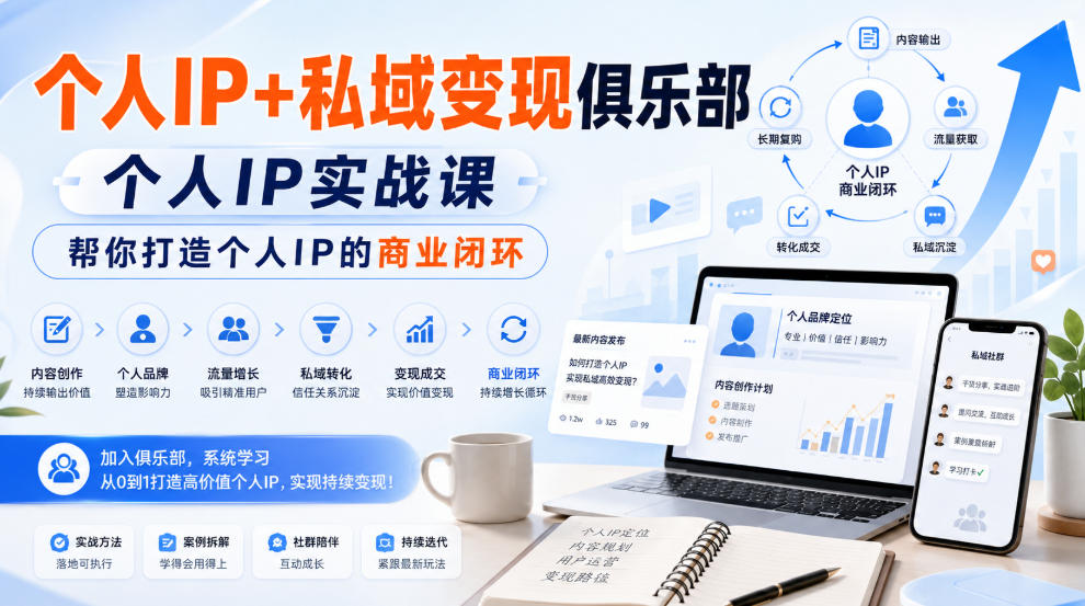 个人IP+私域变现俱乐部，个人IP实战课，帮你打造个人IP的商业闭环-LanTi云网创