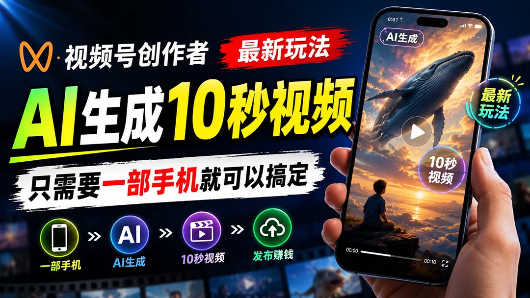 视频号创作者最新玩法，AI生成10秒视频，只需要一部手机就可以搞定-LanTi云网创