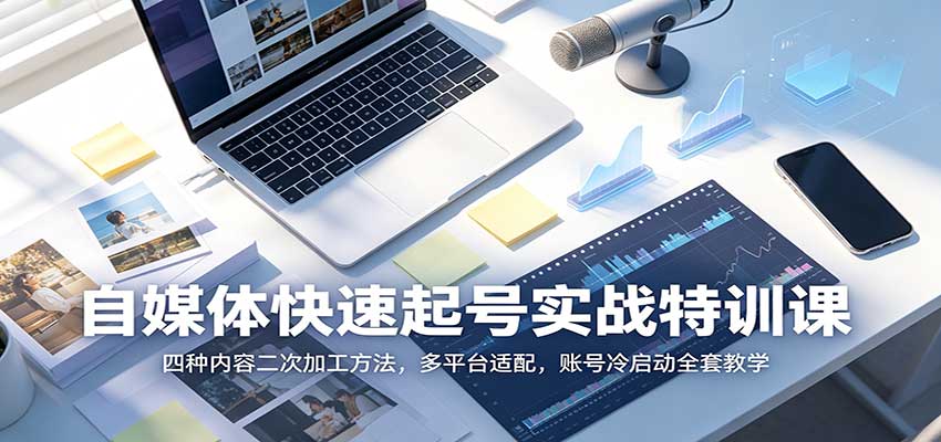 自媒体快速起号实战特训课：四种内容二次加工方法，多平台适配，账号冷启动全套教学-LanTi云网创