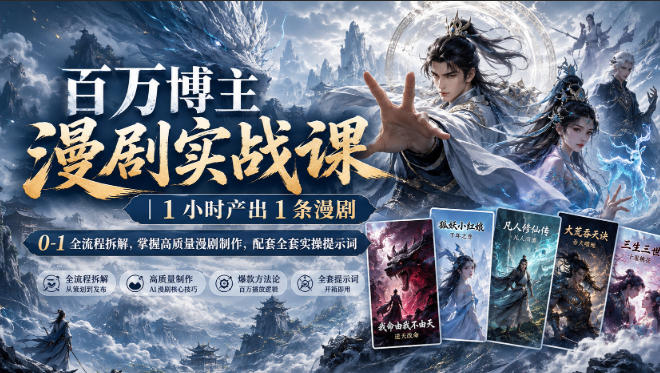 百万博主漫剧实战课｜1小时产出1条漫剧，0‑1全流程拆解，掌握高质量漫剧制作，配套全套实操提示词-LanTi云网创