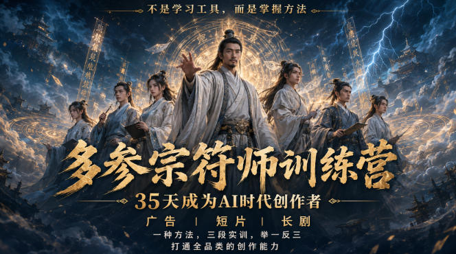 多参宗符师训练营，35天成为AI时代创作者，广告|短片|长剧，一种方法，三段实训，举一反三，打通全品类的创作能力-LanTi云网创