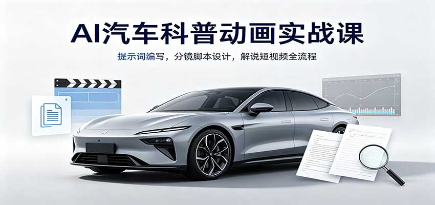 AI汽车科普动画实战课：提示词编写，分镜脚本设计，解说短视频全流程-LanTi云网创