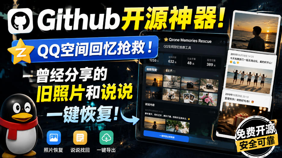 Github开源神器！QQ空间回忆抢救！曾经分享的旧照片和说说一键恢复！-LanTi云网创