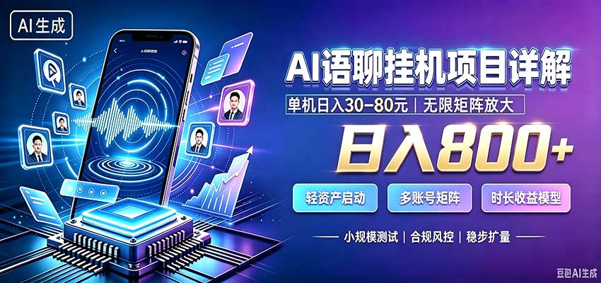 AI语聊挂机，日入800+，适用个人副业，工作室矩阵操作-LanTi云网创