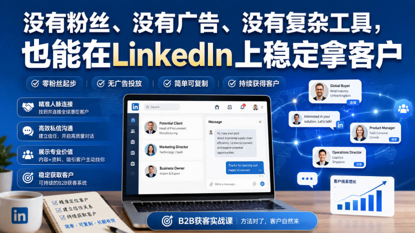 没有粉丝、没有广告、没有复杂工具，也能在LinkedIn上稳定拿客户【原创双语字幕】-LanTi云网创