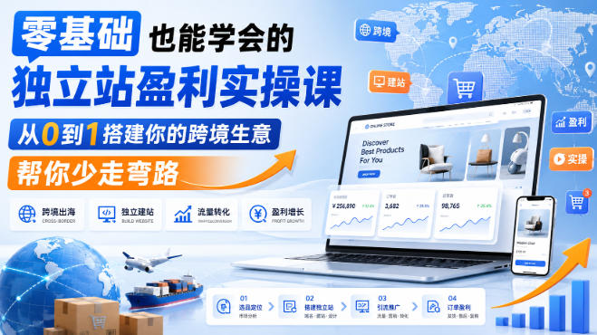 零基础也能学会的独立站盈利实操课，从0到1搭建你的跨境生意，帮你少走弯路-LanTi云网创