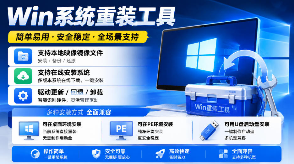 Win系统重装工具，支持本地映像镜像文件安装备份，简单易用-安全稳定-全场景支持-LanTi云网创