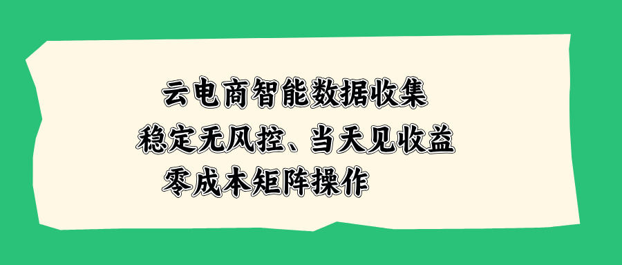 云电商智能数据收集，稳定无风控，当天见收益，零成本矩阵操作-LanTi云网创
