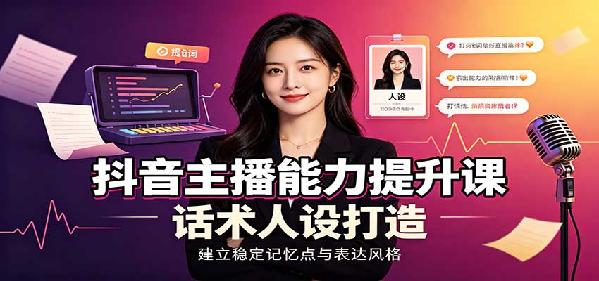 抖音主播能力提升课：账号底层逻辑，直播间搭建调试，话术人设打造全套教学-LanTi云网创