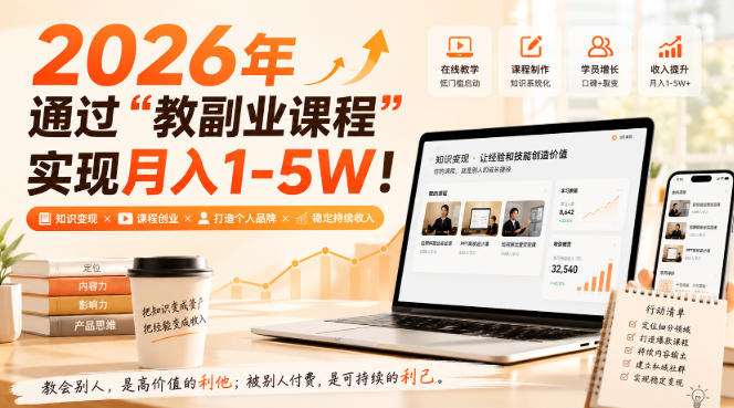 2026年通过“教副业课程”实现月入1-5W！毫无保留的全部教给你，长期稳定【揭秘】-LanTi云网创