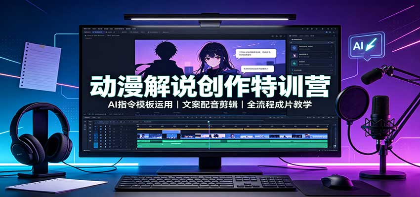 动漫解说创作特训营：AI指令模板运用，文案配音剪辑，全流程成片教学-LanTi云网创