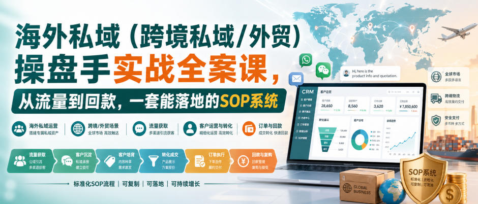 海外私域(跨境私域/外贸)操盘手实战全案课，从流量到回款，一套能落地的SOP系统-LanTi云网创