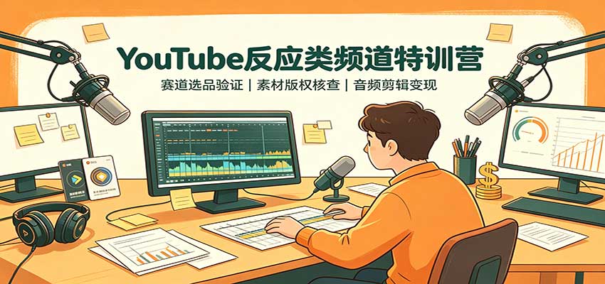 YouTube反应类频道特训营：赛道选品验证，素材版权核查，音频剪辑变现-LanTi云网创