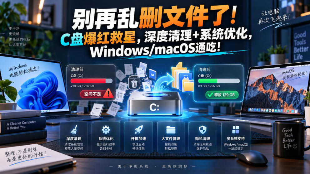 别再乱删文件了！C盘爆红救星，深度清理+系统优化，Windows/macOS通吃！-LanTi云网创