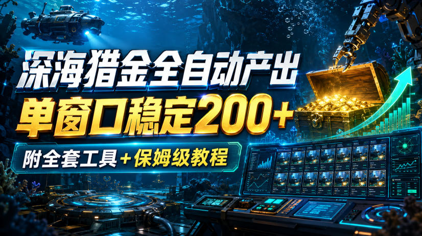 深海猎金全自动产出，单窗口稳定200+，附全套工具+保姆级教程【揭秘】-LanTi云网创