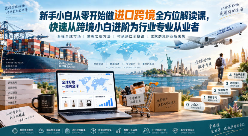新手小白从零开始做进口跨境全方位解读课，快速从跨境小白进阶为行业专业从业者-LanTi云网创