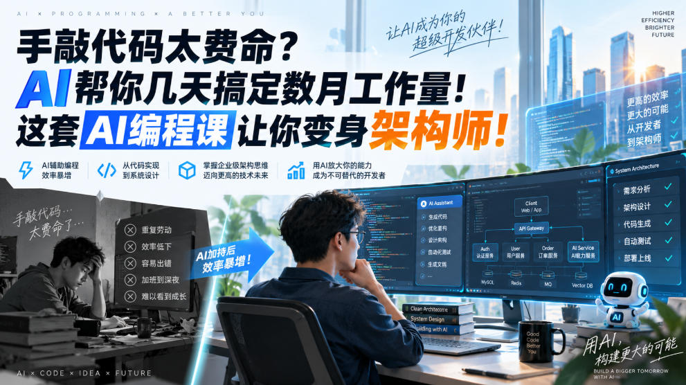 手敲代码太费命？AI帮你几天搞定数月工作量！这套AI编程课让你变身架构师！【原创双语字幕】-LanTi云网创