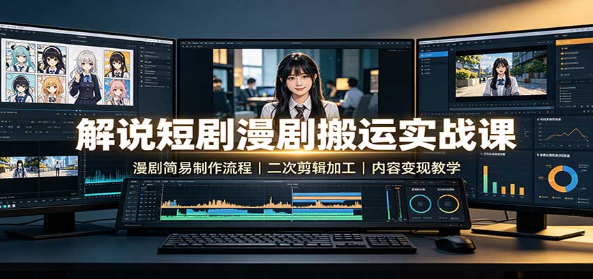 解说短剧漫剧搬运实战课：漫剧简易制作流程，二次剪辑加工，内容变现教学-LanTi云网创