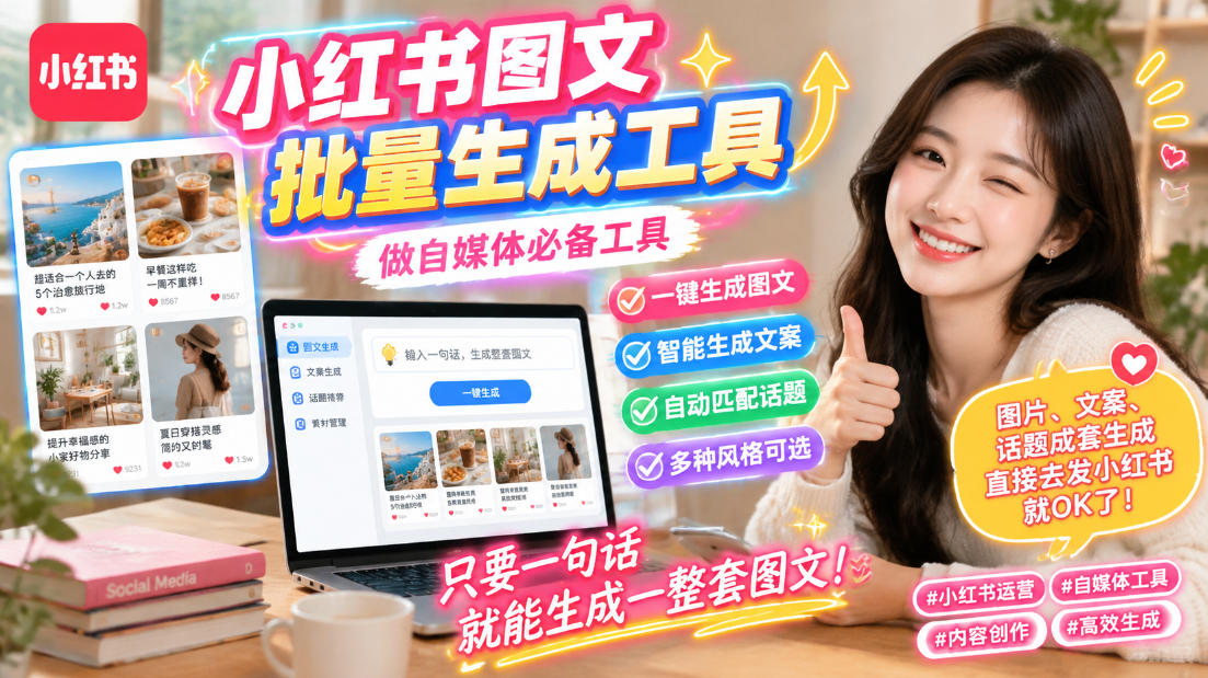 小红书图文批量生成工具，话题、文案、配图一键生成，直接发布，做自媒体必备工具-LanTi云网创
