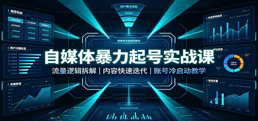 自媒体暴力起号实战课：流量逻辑拆解，内容快速迭代，账号冷启动教学-LanTi云网创