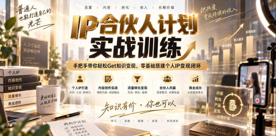 IP合伙人计划实战训练，手把手带你轻松Get知识变现，零基础搭建个人IP变现闭环(更新260908)-LanTi云网创