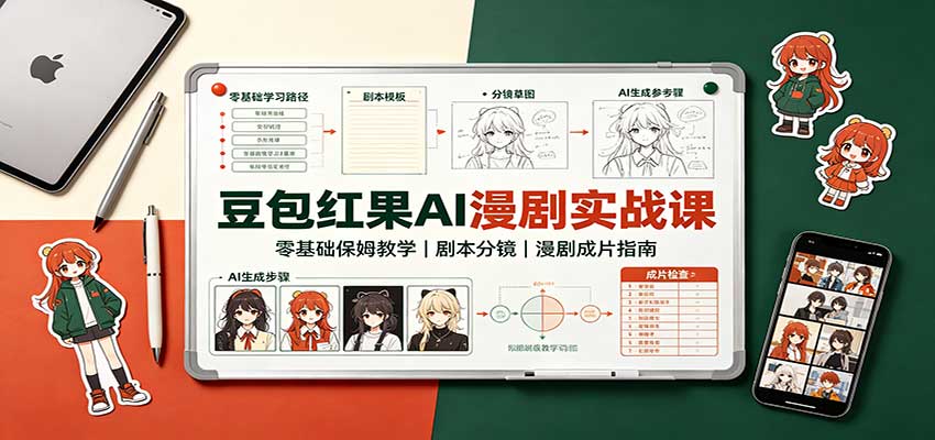 豆包红果AI漫剧实战课：零基础保姆教学，剧本分镜，漫剧成片指南-LanTi云网创