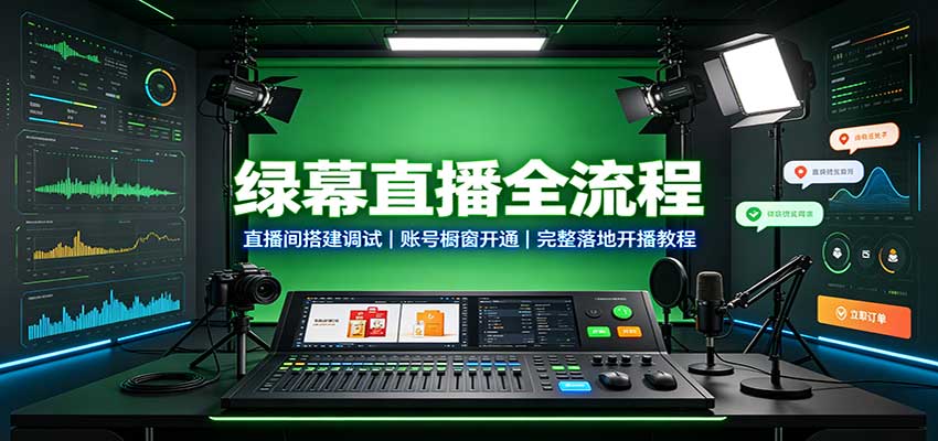 绿幕直播全流程：直播间搭建调试，账号橱窗开通，完整落地开播教程-LanTi云网创