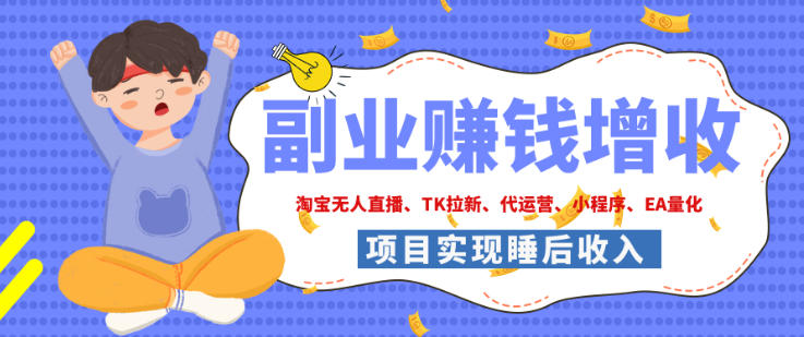 2026年多个真实落地副业项目，手把手带你搭建被动收入管道(淘宝无人直播、海外TK拉新、最新最全代运营、CSGO饰品交易、EA黄金量化、去水印小程序……)【揭秘】-LanTi云网创
