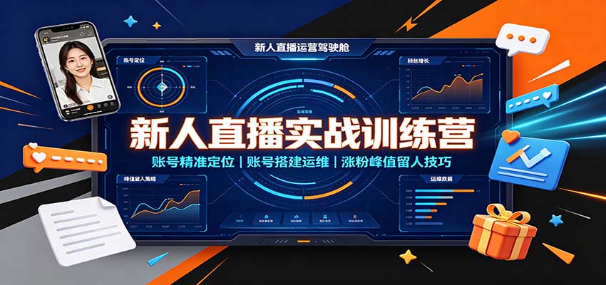 新人直播实战训练营：账号精准定位，账号搭建运维，涨粉峰值留人技巧-LanTi云网创