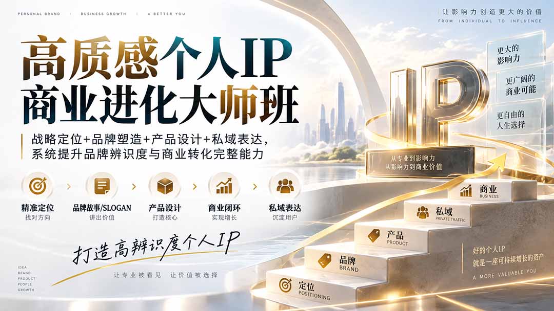 高质感个人IP商业进化大师班：战略定位+品牌塑造+产品设计+私域表达，系统提升品牌辨识度与商业转化完整能力-LanTi云网创