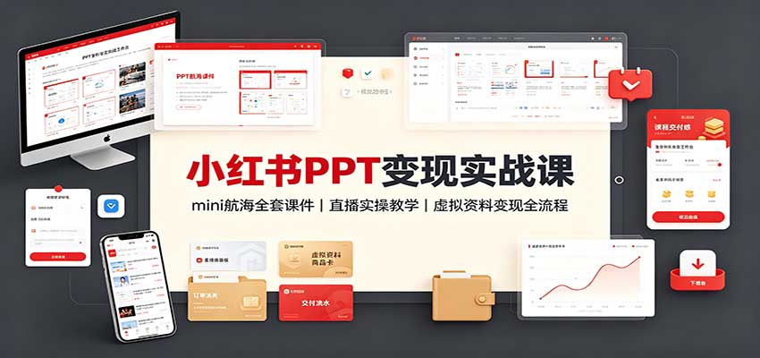 小红书PPT变现实战课：mini航海全套课件+直播实操教学，虚拟资料变现全流程-LanTi云网创