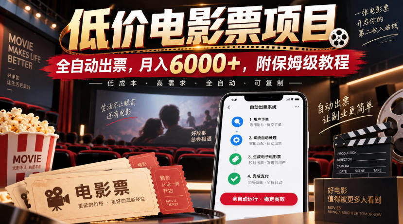 低价电影票项目，全自动出票，月入6000+，附保姆级教程【揭秘】-LanTi云网创