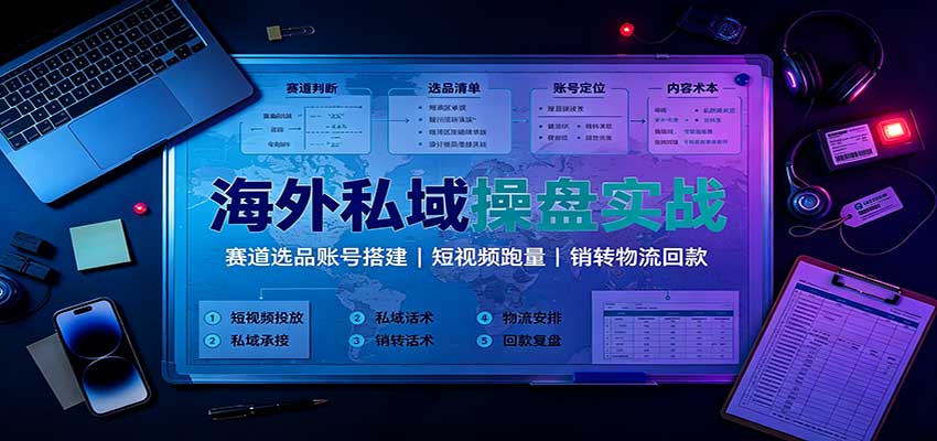 海外私域操盘实战：赛道选品账号搭建，短视频跑量，销转物流回款-LanTi云网创