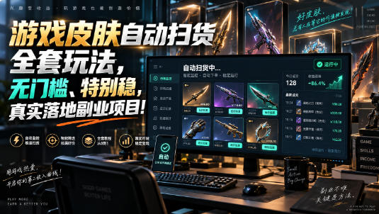 游戏皮肤自动扫货全套玩法，无门槛、特别稳，真实落地副业项目！【揭秘】-LanTi云网创