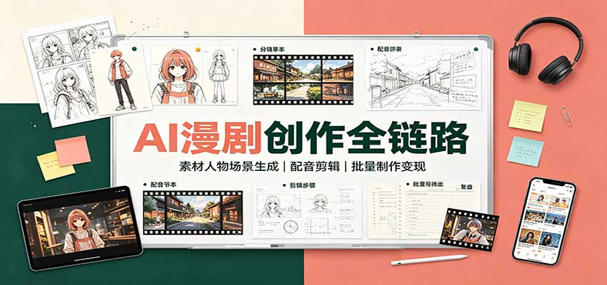 AI漫剧创作全链路：素材人物场景生成，配音剪辑，批量制作变现-LanTi云网创